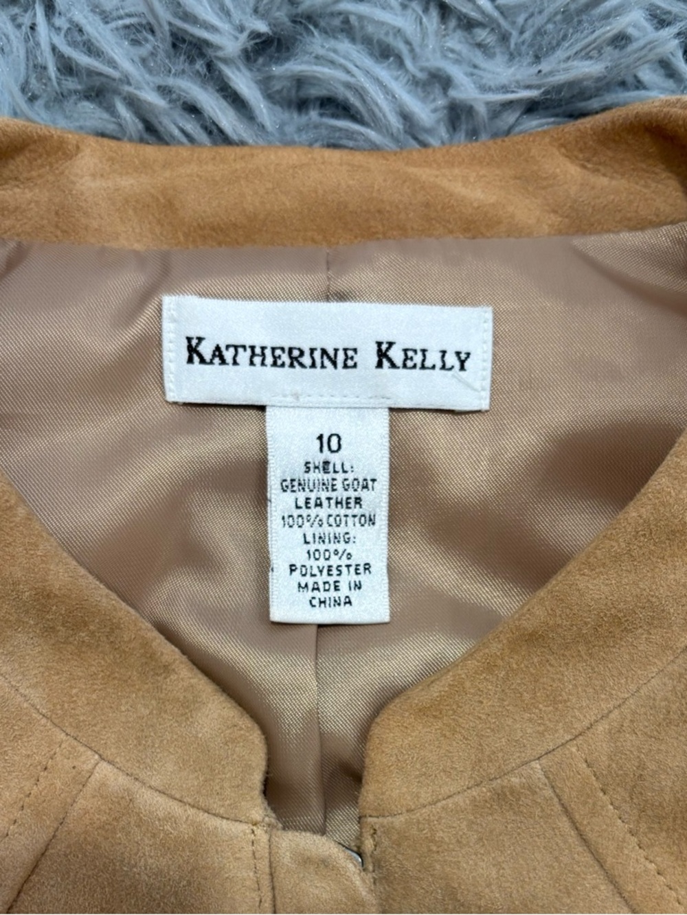 VTG Katherine Kelly Women’s Caramel Goat Suede Leather Full Zip Jacket Size 10 - Picture 5 of 7
